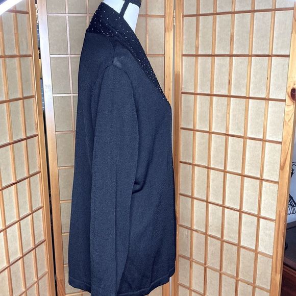 Jones New York Sweater Jacket Black Long Sleeves Open Front Jacket Sweat… - Picture 6 of 12